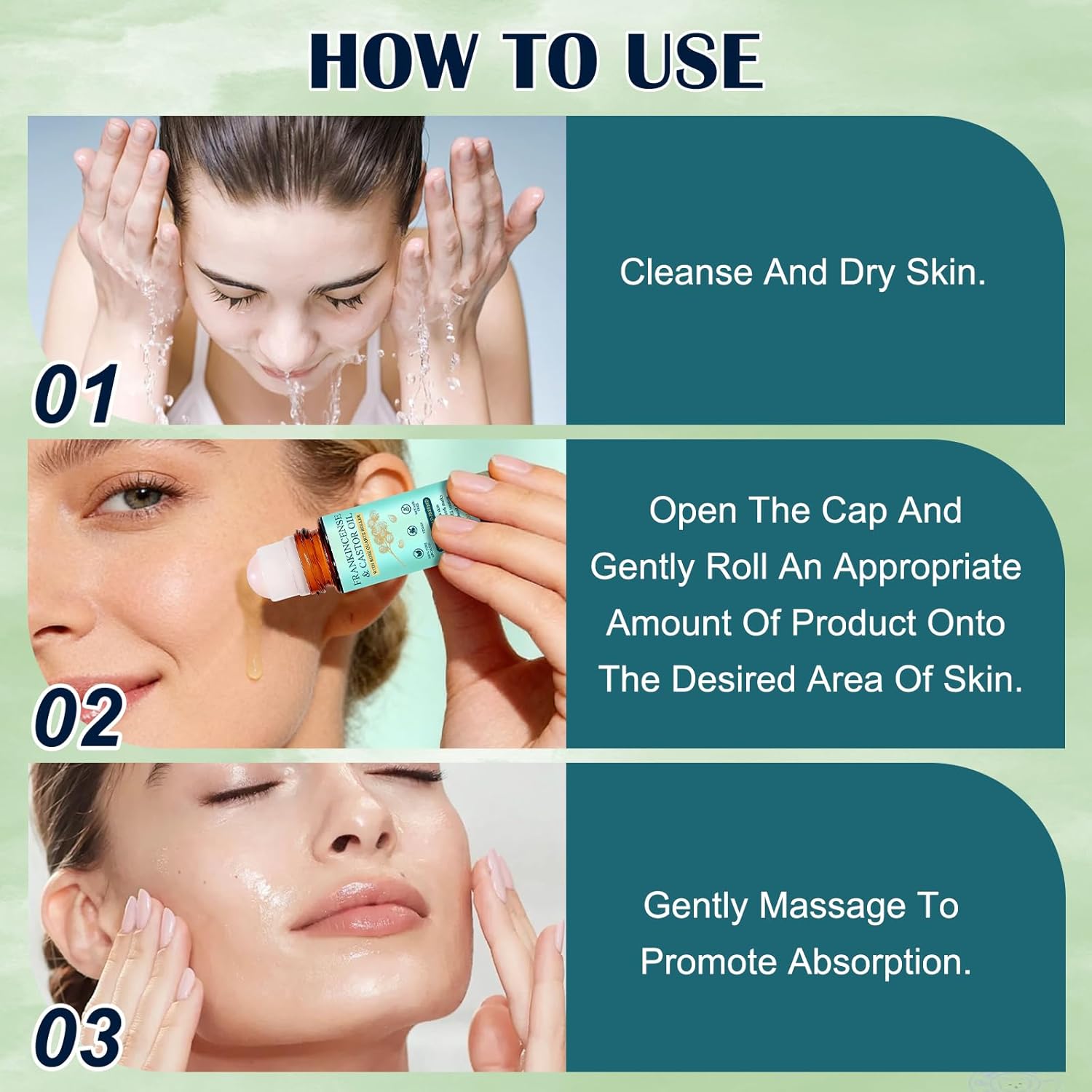 Frankincense and Castor Oil Roll On with Rose Quartz, Delivers Silky Smooth Skin Feel, Suitable for Face, Neck, Abdomen 50ML/1.7OZ(1 Pcs) - Image 7