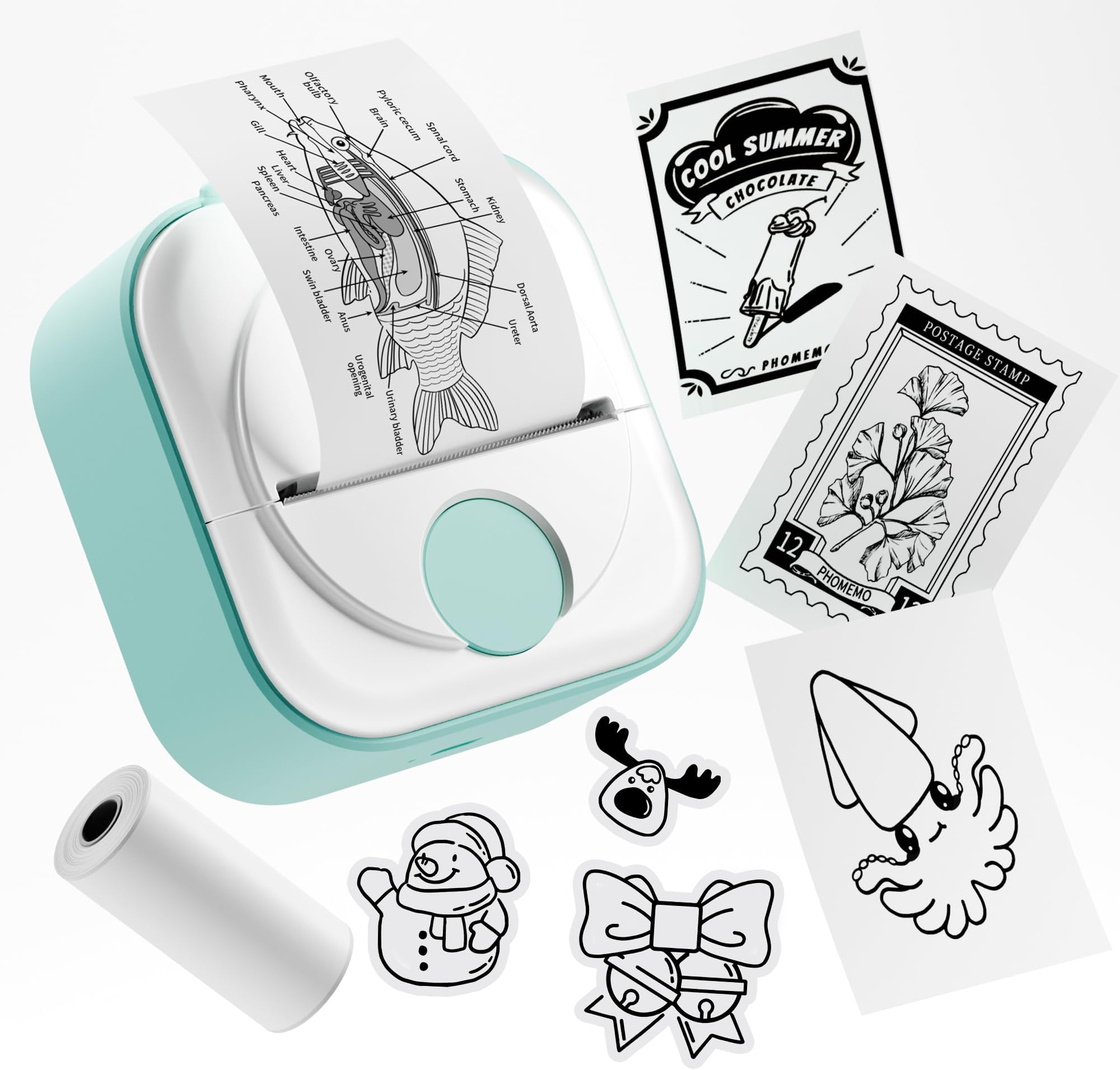 Sticker Printer, Q02 Print Pods Mini Printer Thermal Bluetooth Sticker Maker with 1 Rolls Paper, for DIY Creation, Study Notes, Memo, List, Work Plan,Journaling, Gifts