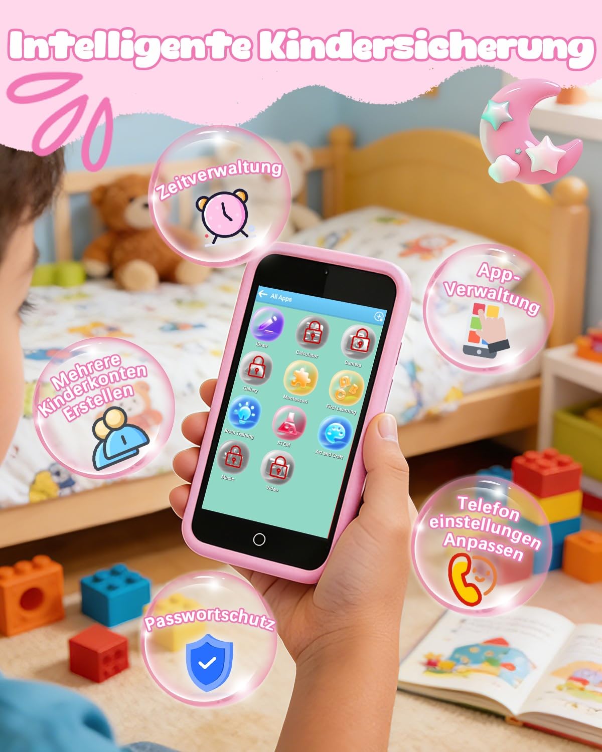 orantronx Kinder Handy Smartphone Spielzeug, 3.97" Kinderkamera Handy für Mädchen Jungen Geschenke ab 3 4 5 6 7 8-12 Jahre, Kinderhandy mit 200+ Lernspiele, Dualkamera, Kindersicherungs, MP3 Player