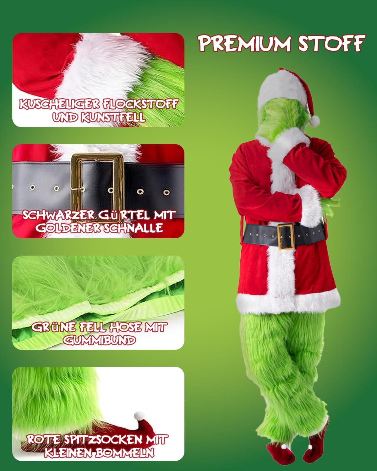 Kostim zelenog Djeda Mraza u nošenju