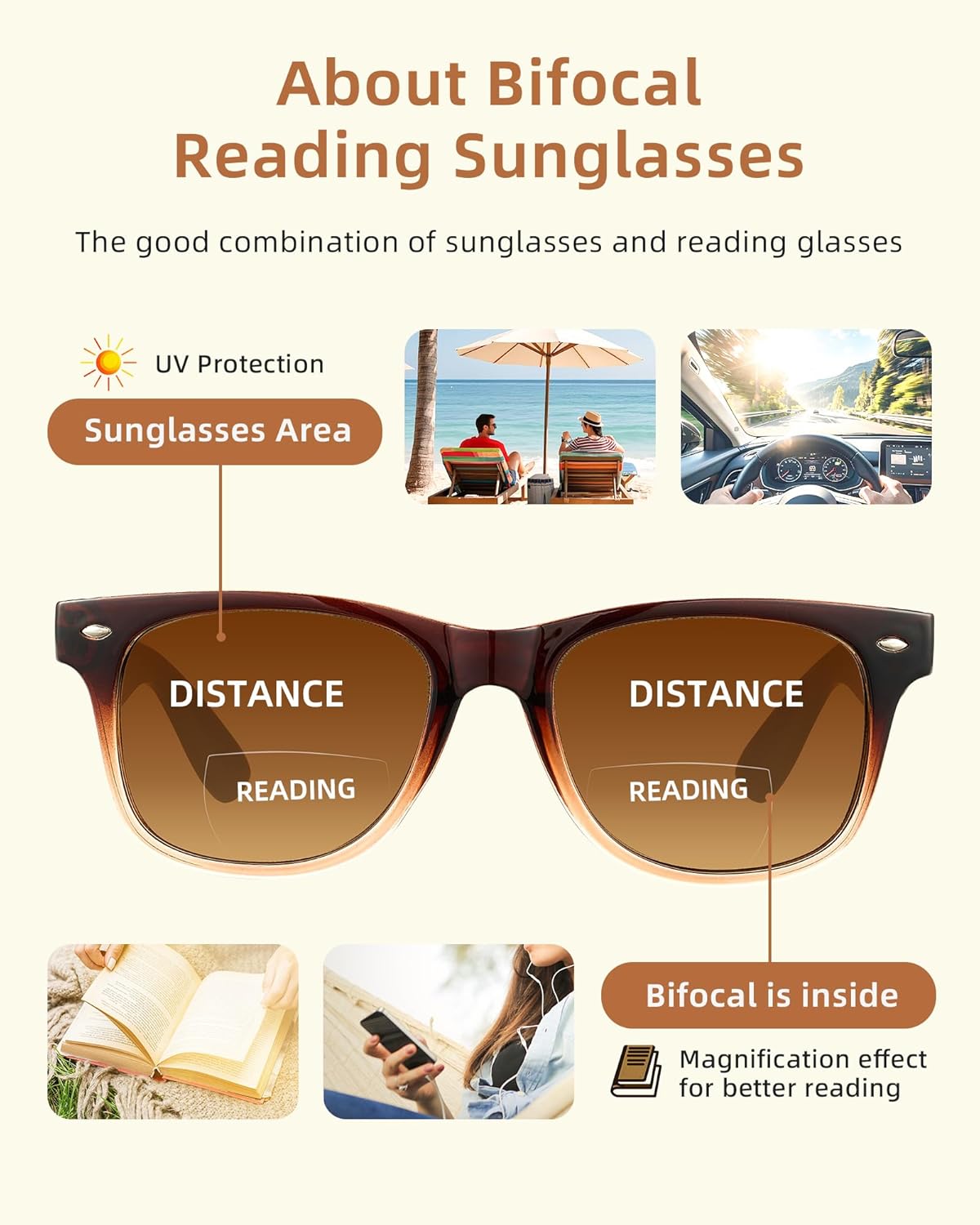 LADEESSE 3 Pack Bifocal Reading Sunglasses for Women, UV400 Sun Readers Glasses Spring Hinge Outdoor Sunglasses - Image 3
