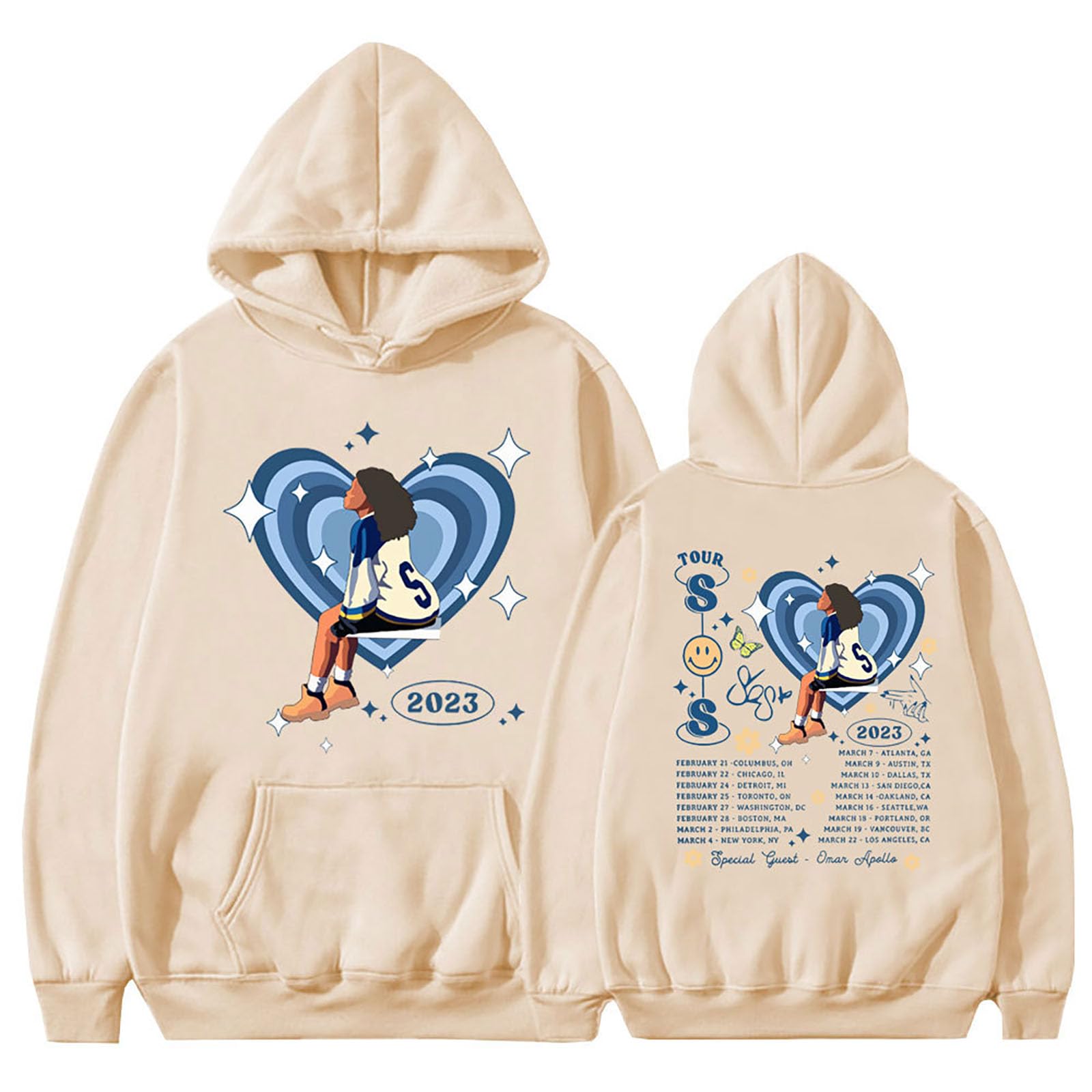 Sweat à capuche SZA SOS Good Days hoodie streetwear kaki mode taille M - 3