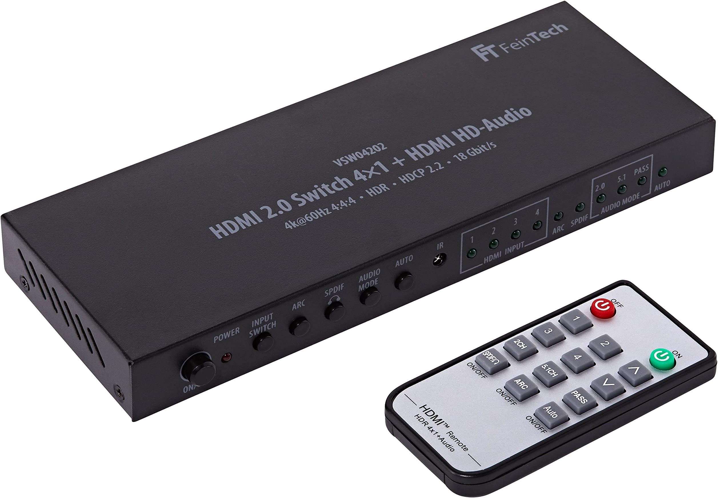 Automatik 4x1 4K HDMI 2.0 Switch mit CEC-, ARC- & HDR-Unterstützung und