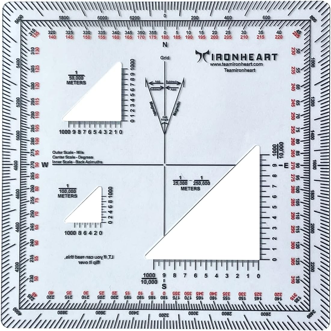 Ironheart Military Protractor Accurately Cut for Land Navigation