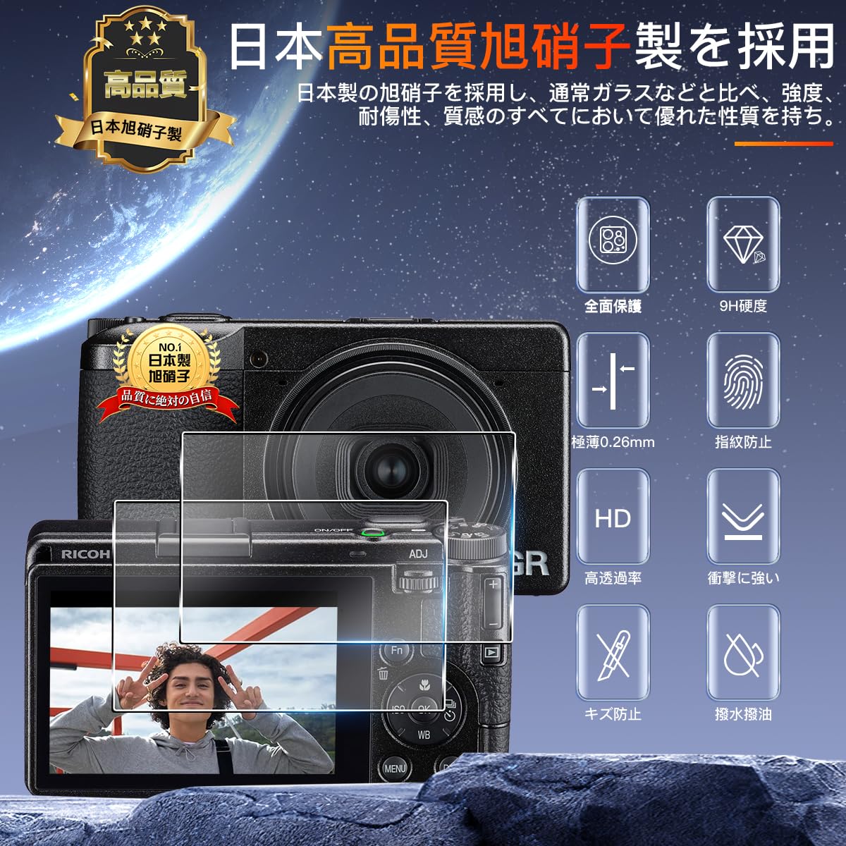 Amazon.co.jp: 【2枚セット 日本旭硝子製】用 Ricoh GR4 保護フィルム