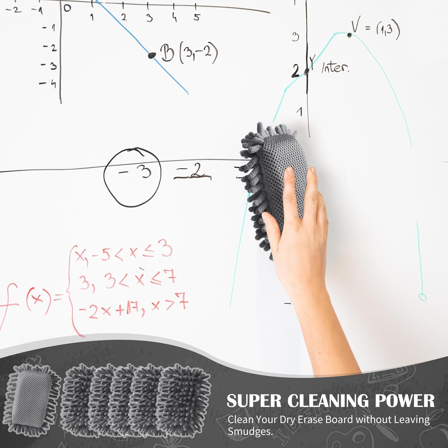 Sherr 36 Pcs Microfiber Shag Magnetic Erasers Bulk Washable Dry Erase Whiteboard Erasers for Whiteboard, Chalkboard, and Memo Boards Marker, Chalk Mark, Office Supplies Adult(Gray Color)