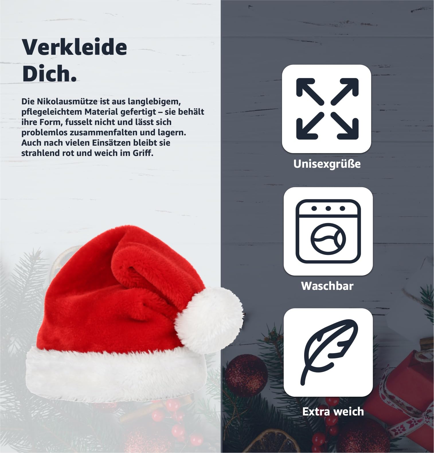 TK Gruppe Timo Klingler 2 x Christmas Hats Santa Claus Red for Adults Children Christmas Party Christmas Market (2 x Christmas Hats) - Image 2