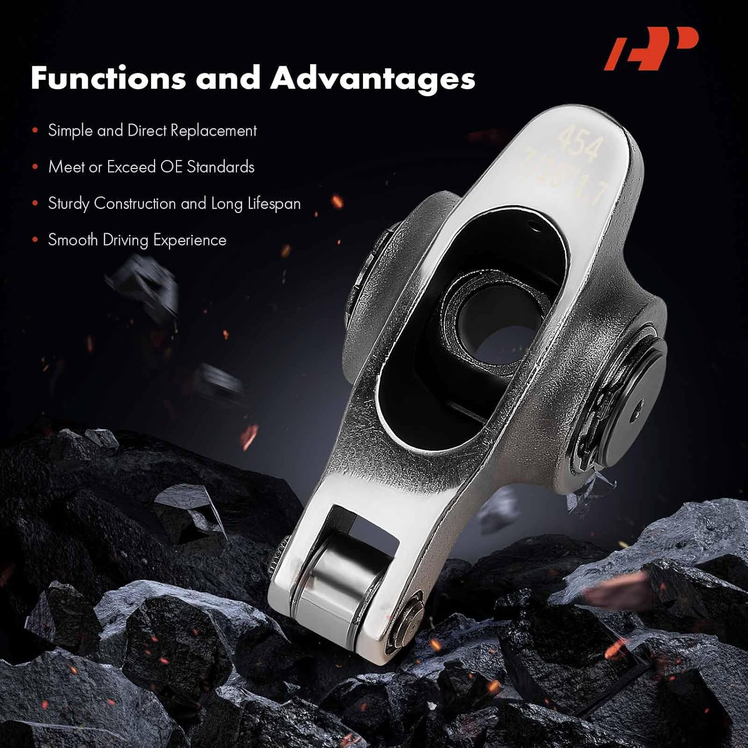 A-Premium 16Pcs Stainless Steel Engine Roller Rocker Arms 1.7 Ratio Compatible with Big Block Chevy 396 454 Chevy BBC, with Needle Bearings