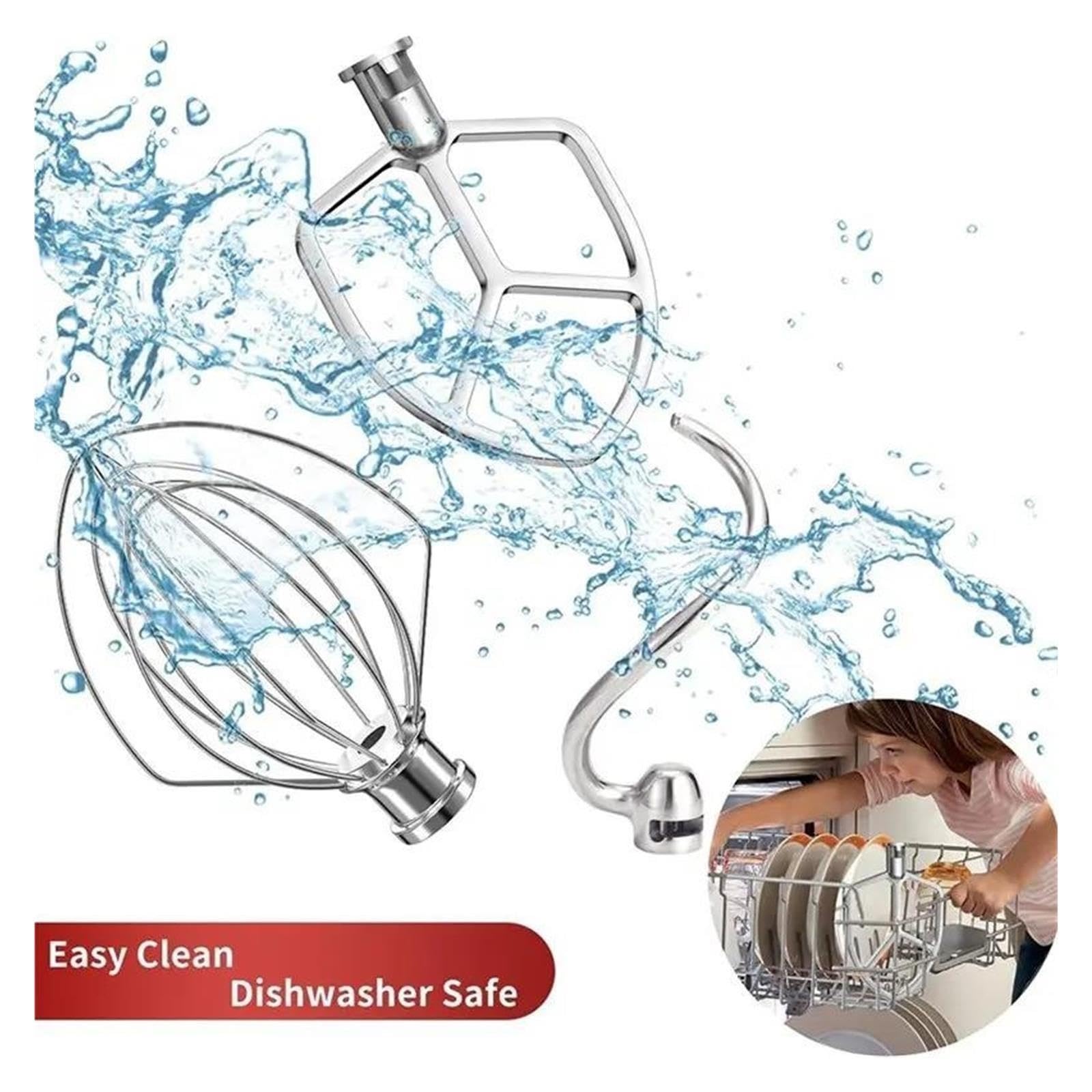 B64B – 3-częściowe nasadki ze stali nierdzewnej mikserem kompatybilny z Kitchenaid 5,5-6QT, ubijaczką płaską, hakiem do wyrabiania ciasta, batem 6-drutowym do mikserów stojących