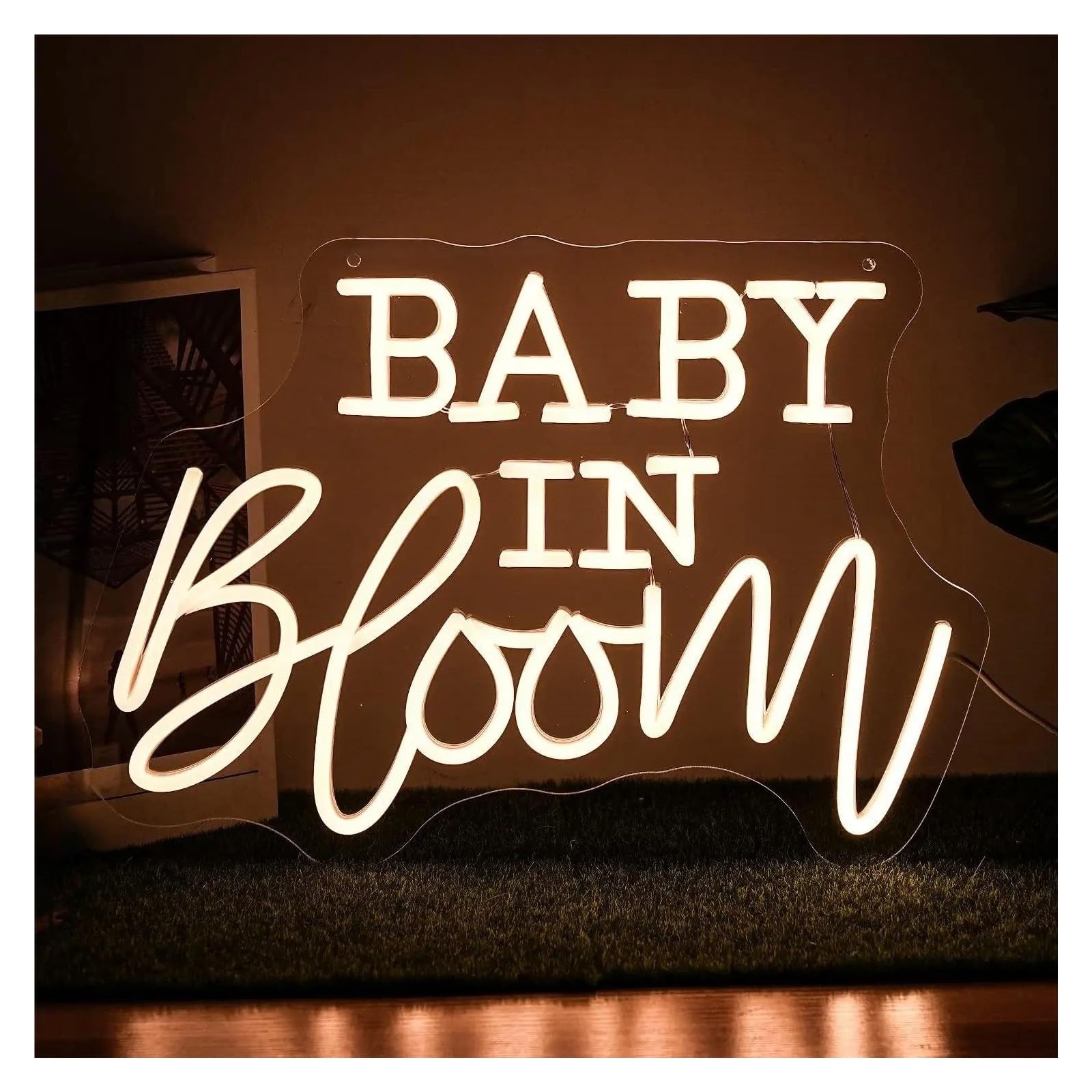Hanging Art Neon Signs Baby in Bloom Neon Sign LED Light USB Powered for Home Living Room Baby Bedroom Shower Backdropoh Wall Decor 40cmx28cm