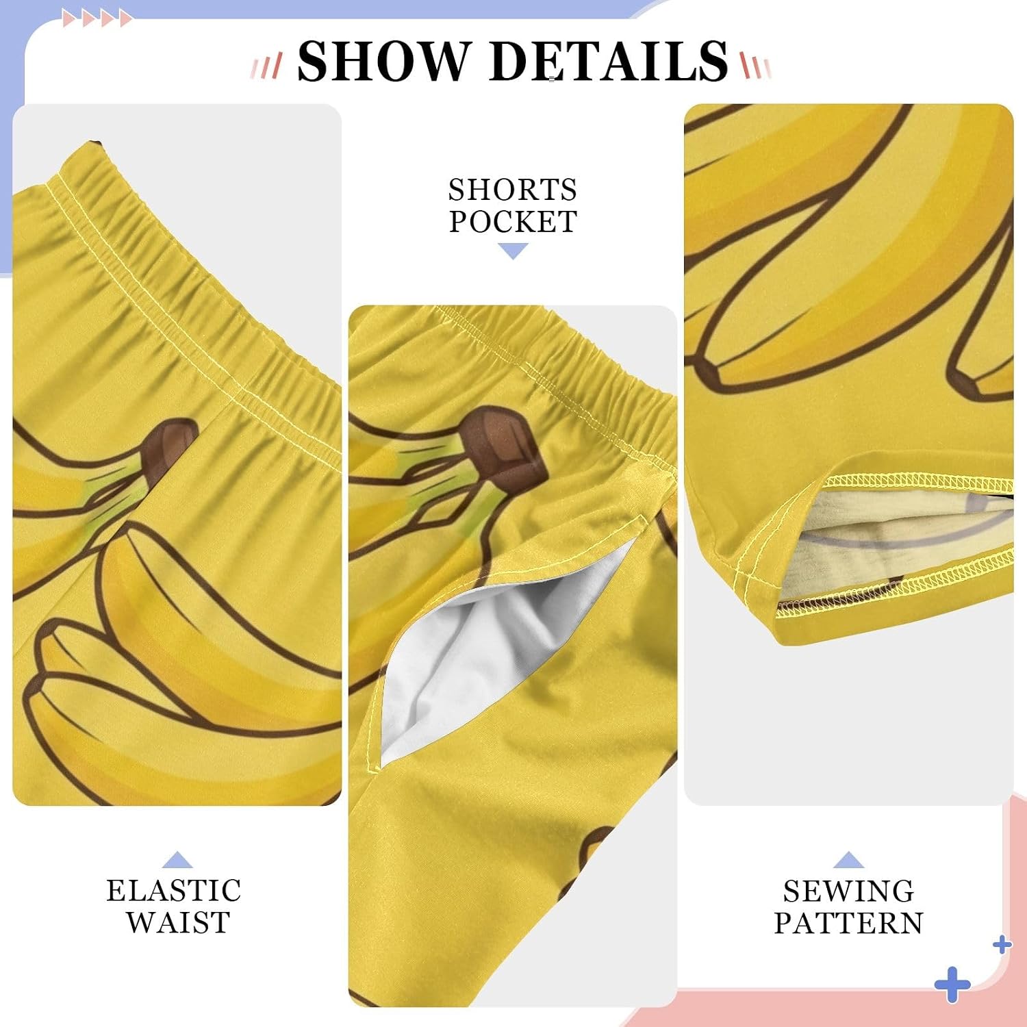 Yellow Banana Pajama Pants Soft Comfort Sleepwear, Elastic Waist and Side Pockets