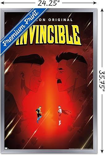 Miniatura 3 de Trends International Invincible - Póster de una hoja de padre e hijo, 34 pulgadas de largo x 22.4 pulgadas, versión enmarcada en plata
