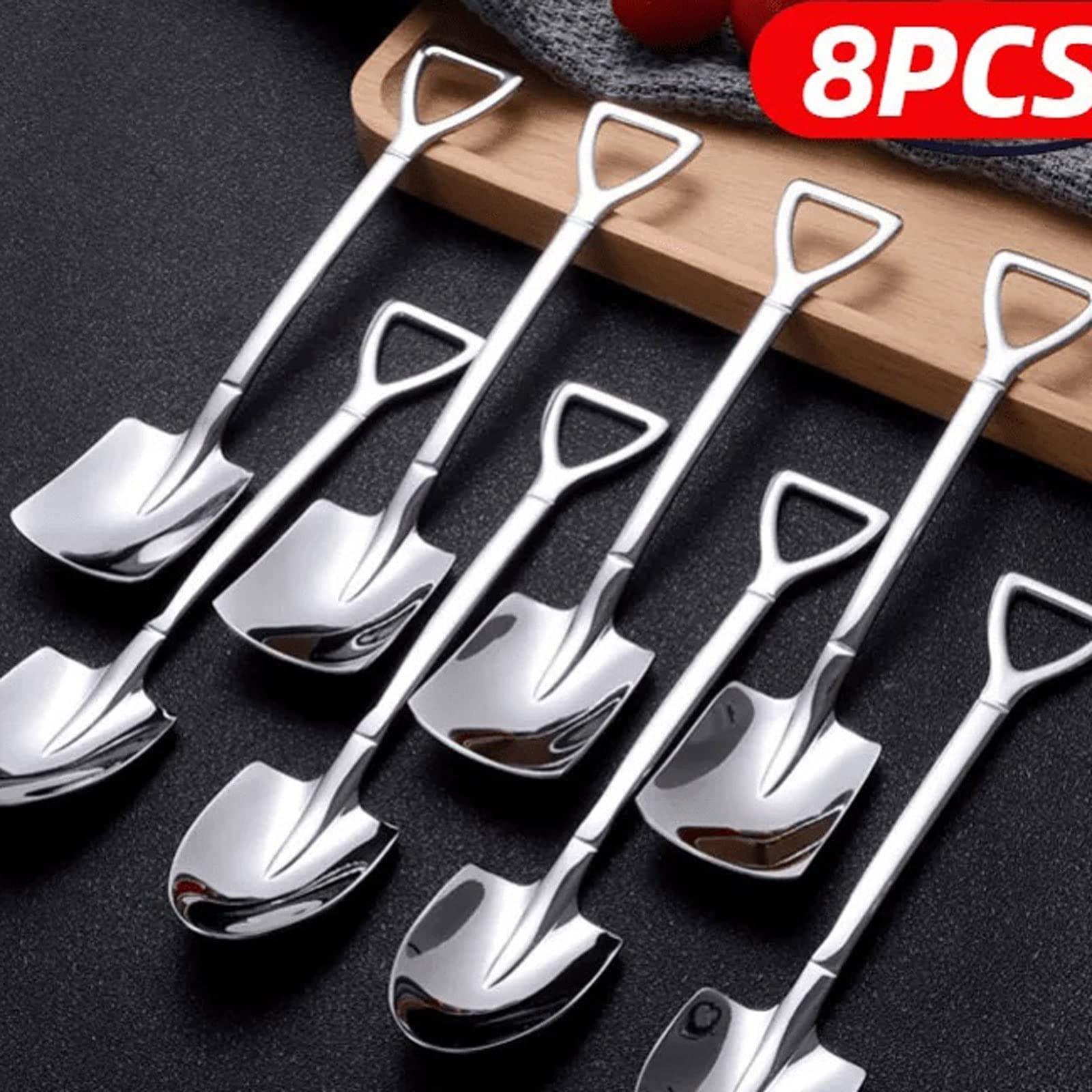JINGYAN Cucchiai 4 / 8pcs. Pala cucchiai in Acciaio Inox cucchiaino di caffè cucchiaini creativi for caffè Gelato Scoop Tableware Set di Posate(Golda,4PCS)
