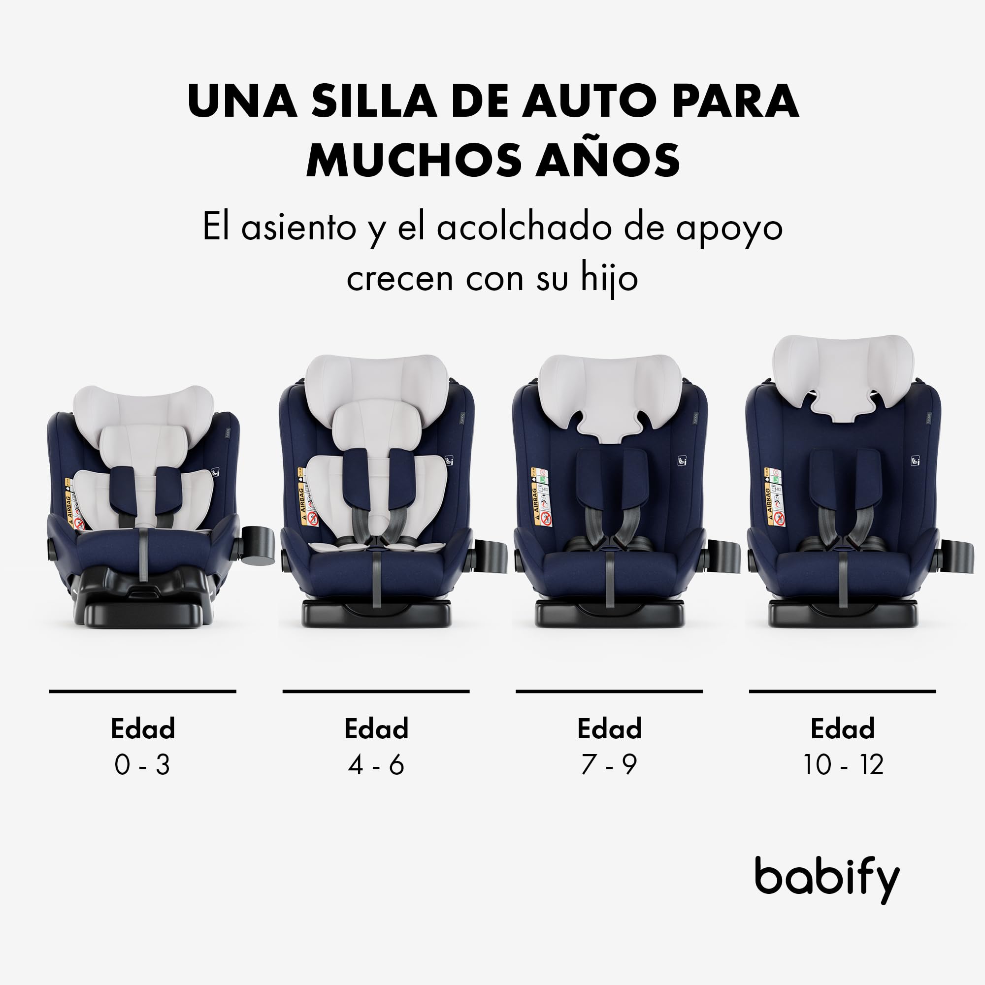 Babify Silla Coche Bebe, Sillita Coche grupo 0 1 2 3 para Niños de 40-150 cm, Asiento de Coche de Viaje Ajustable 3 en 1, Asiento de Coche Portátil Cómodo y Duradero para Bebés y Niños