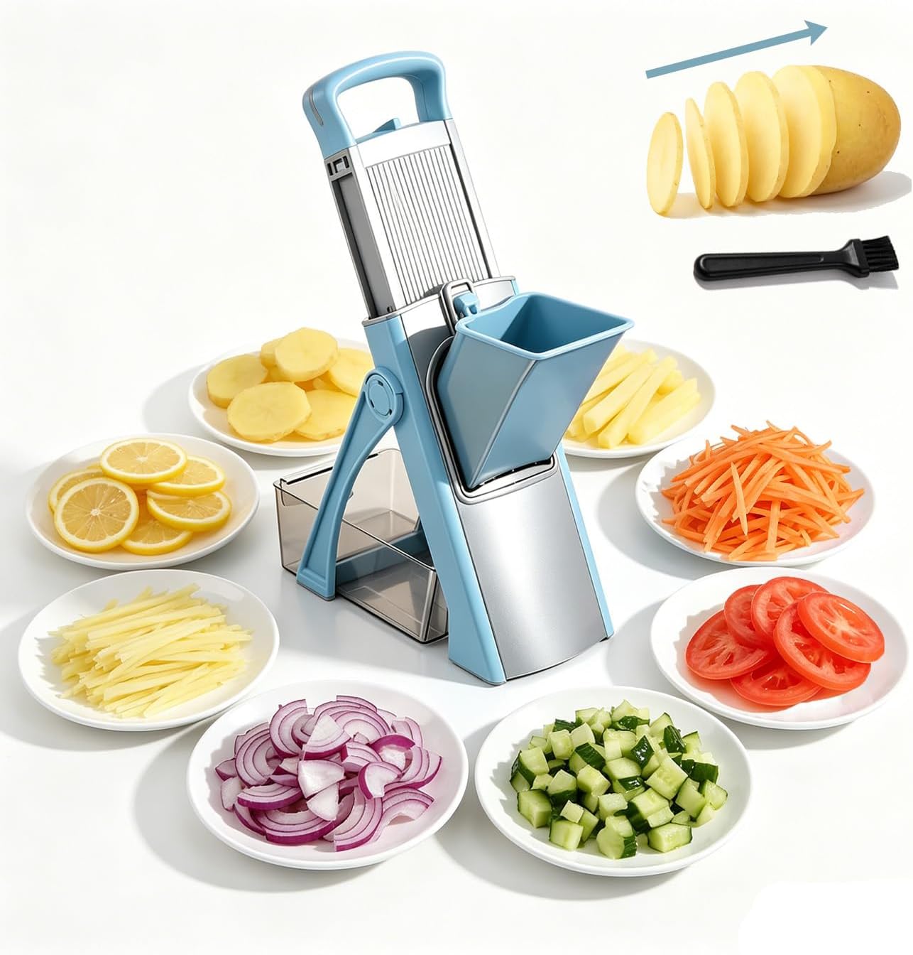 Safe Mandoline Slicer for Kitchen, Multi-Function Vegetable Chopper
