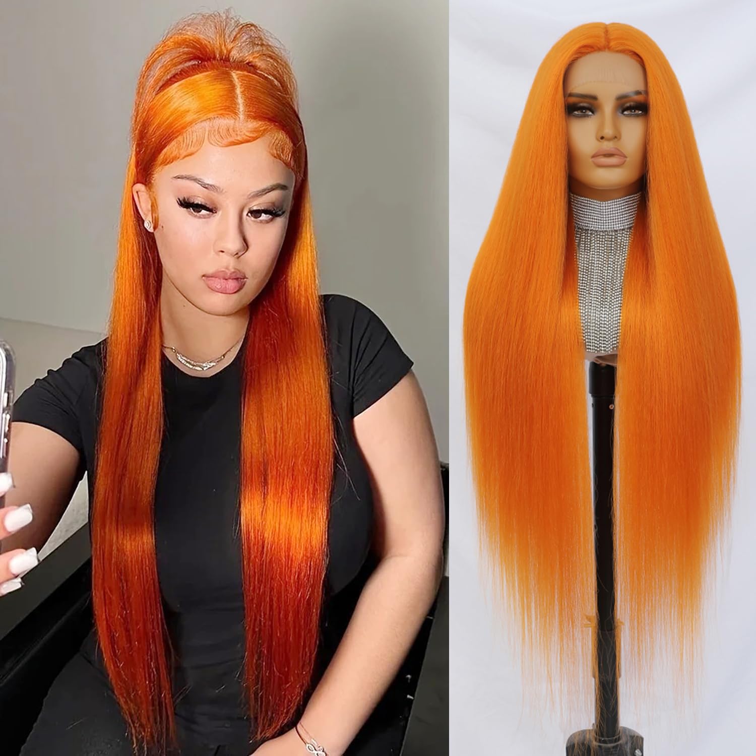 Felek 40 Inch Red Straight 13x6 Lace Front Wigs Super Long Synthetic Pre-plucked Lace Wigs Wear and Go Glueless HD Lace Frontal Wig For Fashion Women/Girls (13x6 Lace Red)