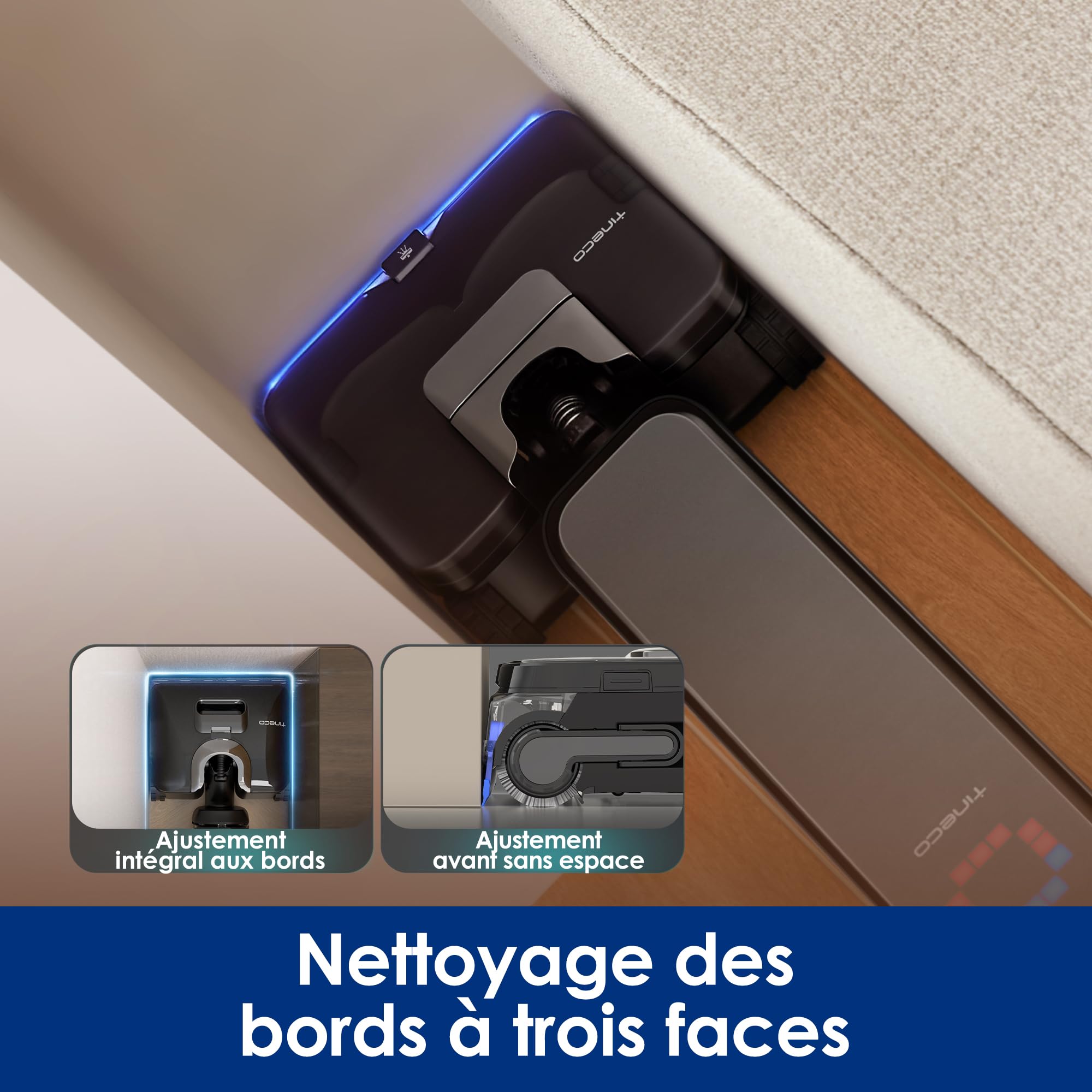 Tineco Floor One S9 Scientist Aspirateur Laveur StreakFree HydroBurst SmoothDrive 360° Anti-emmêlement DualBlock FlashDry 85°C autonomie 80min Nettoyage Bords 3 Faces 180° à Plat