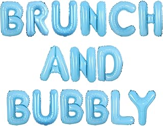 Brunch&Bubbly Bridal Shower Decorations Blue Brunch and Bubbly Balloon Banner Lets Brunch Floral Bridal Shower Decor for Miss to Mrs Dusty Blue Engagement Wedding Bachelorette