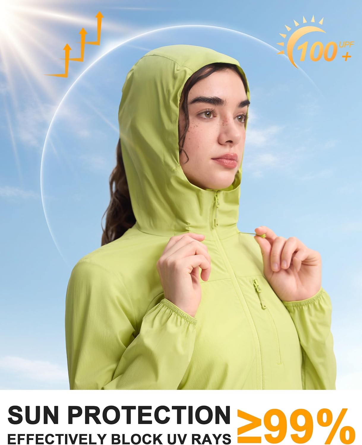 Pioneer Camp Women's UPF 100 Windbreaker Jacket Sun Protection Hoodie Packable Lightweight with Pockets Hiking Running