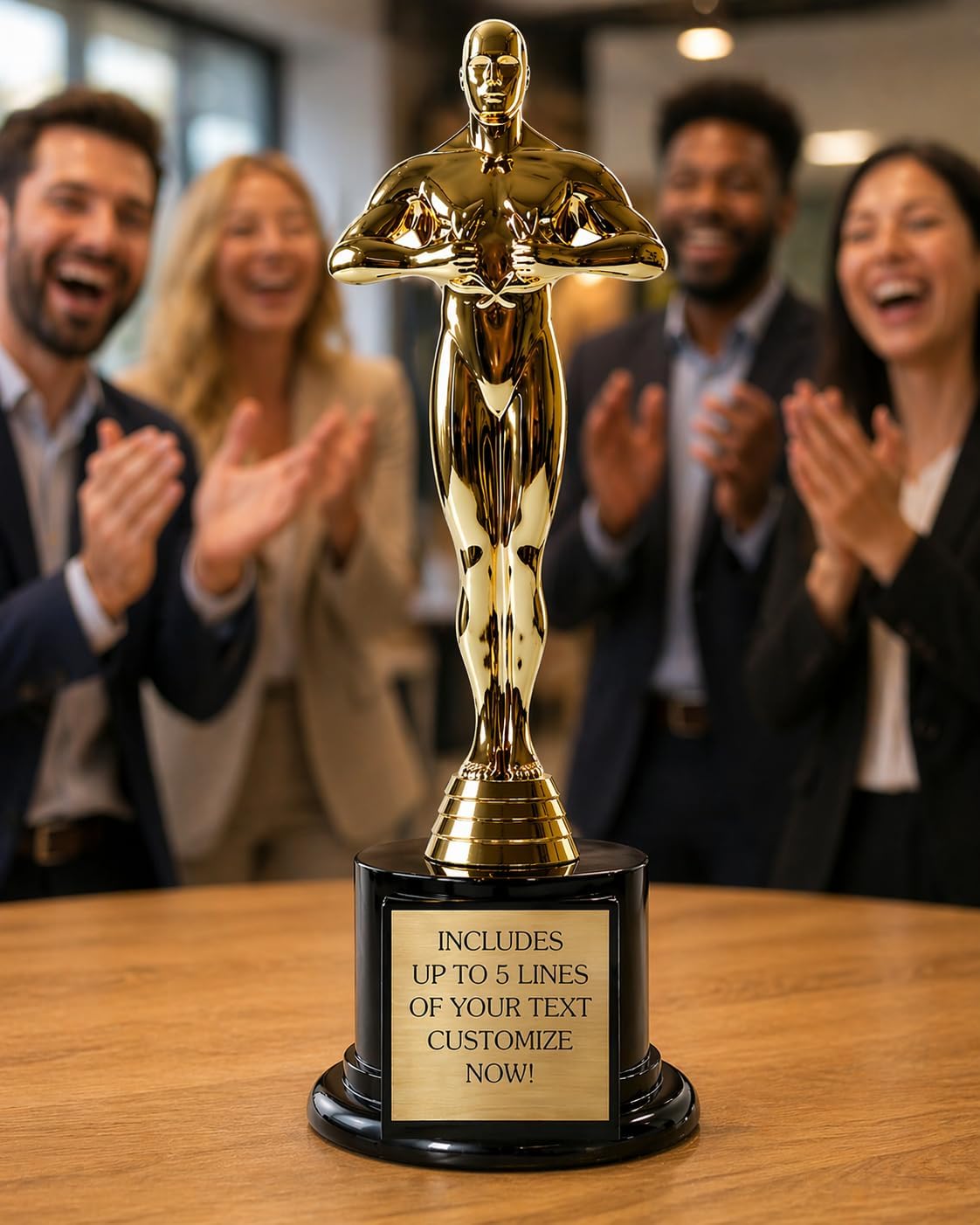 Achievement Custom Trophy 10.5 Inches Tall - Customized Golden Statue Award with Personalized Engraved Plate - Modern Victory Academy Statue - Best Actor Trophies - Personalize it Now!