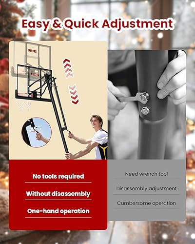 Miniatura 4 de IGL Aro de baloncesto para exteriores con tablero trasero inastillable de 52 pulgadas, aro de baloncesto portátil de 10 pies de altura para