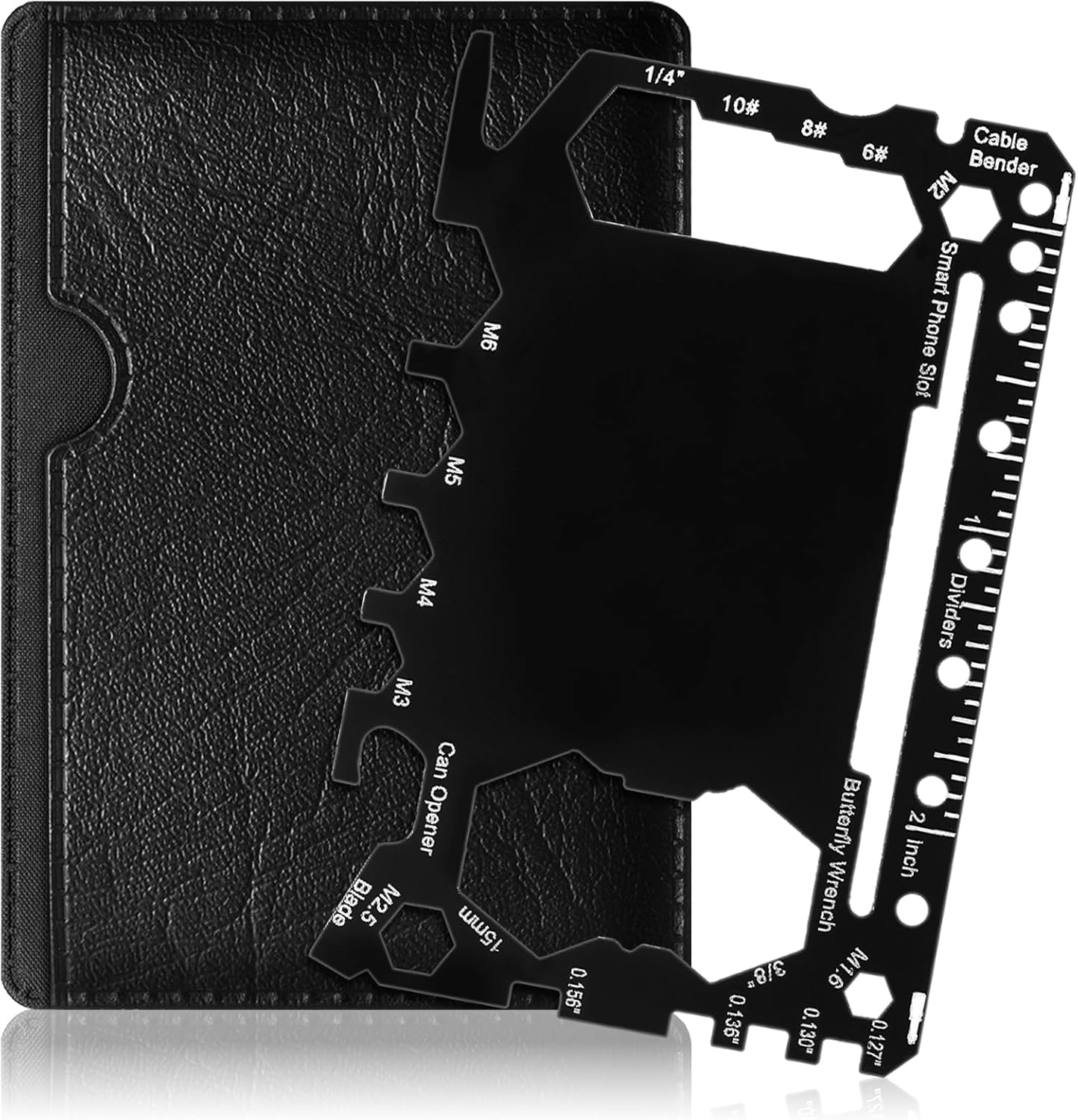 Cholemy 24 Pcs Credit Card Wallet Multitool 46 in 1 Metal Stainless Steel Survival Pocket Tool Bottle Opener Multipurpose Bulk for Husband Dad Men Christmas Birthday Gift, Black