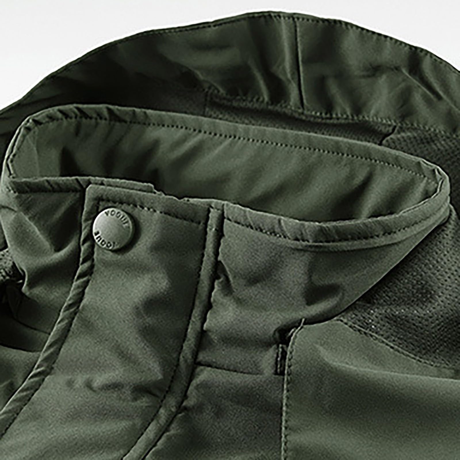 Giubbotto da Uomo Giacca a Multi-Tasca Giubbotti Quattro Stagioni Giubbotto da Lavoro Impermeabile Giacca Trekking Tattico Militare con Cappuccio per Caccia