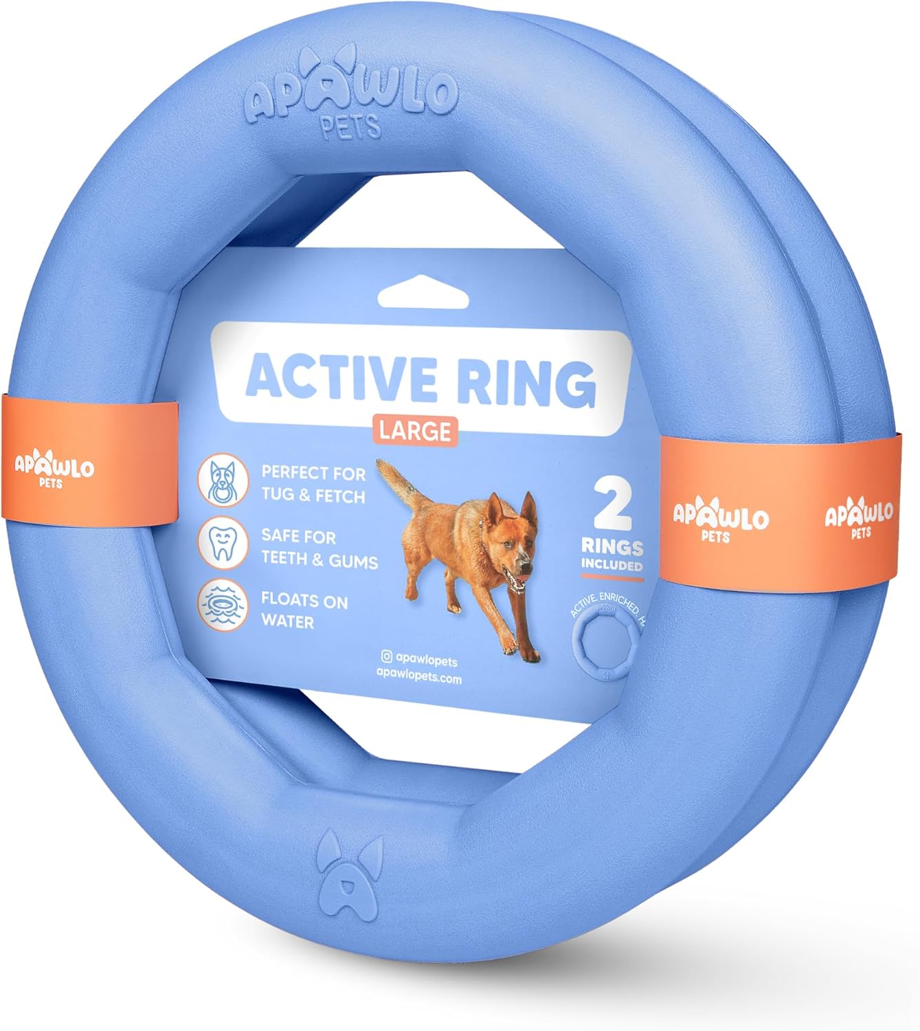 Set of 2 Active Dog Toy Rings – Floating Dog Rings for Outdoor Play, Training & Fetch – Durable Fetch Toy, Frisbee Alt, Outside Yard Toys for Large Breeds – Blue