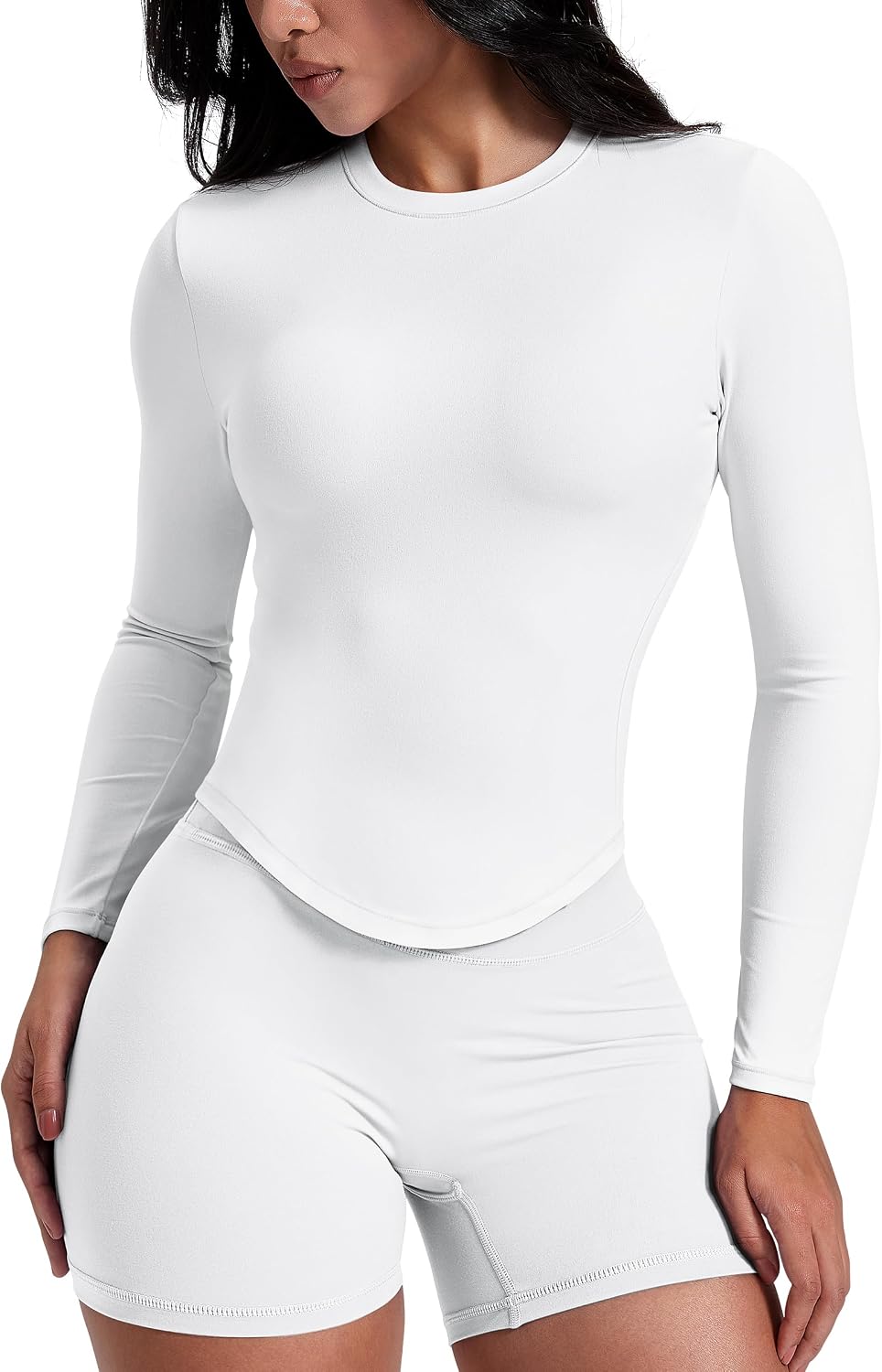 AVGO Workout Shirts for Women Slim Fit Long Sleeve Crop Tops Gym Shirt Running Breathable Athletic Clothes