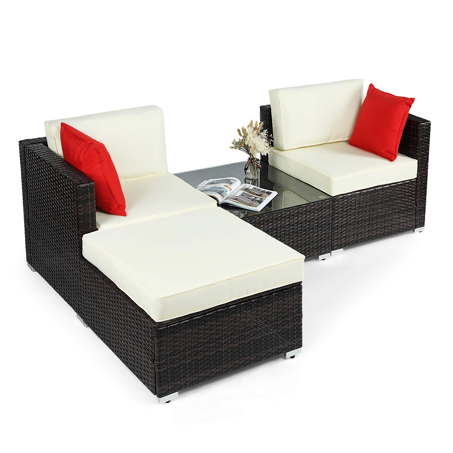Buy BAHOM Outdoor Patio Conversation Sofa Set 4 PC, AllWeather Wicker