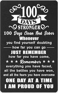 100 Days AA Sobriety Gifts for Women Men -100 Day Stronger and Sober Card - 100 Days Addiction Recovery Engraved Wallet Cards Token