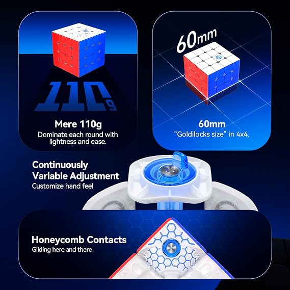 CuberShop GAN 460 M V2 SP Frosted, gan 4X4 Magnetic Speed Cube Stickerless, Upgraded 112 Magnets with Extra-Wide External Layers, 4 by 4 2025 Latest Flagship Lightweight Speed Cube (Matte Frosted)