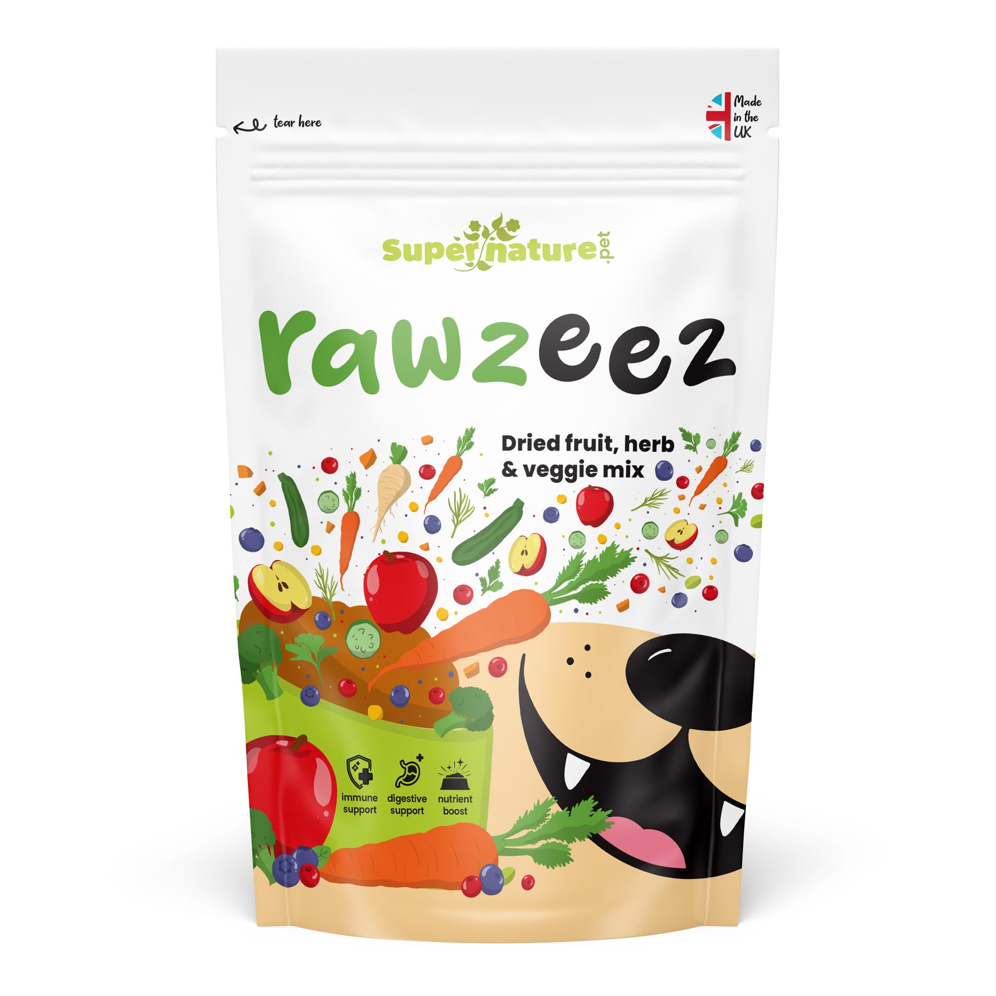 Supernature Rawzeez Dried Fruits & Veggies Mix 700g | 100% Natural Raw Diet Food Supplement for Dogs, BARF Raw Feeding, Grain, Gluten & Additive Free, Manufactured in the UK
