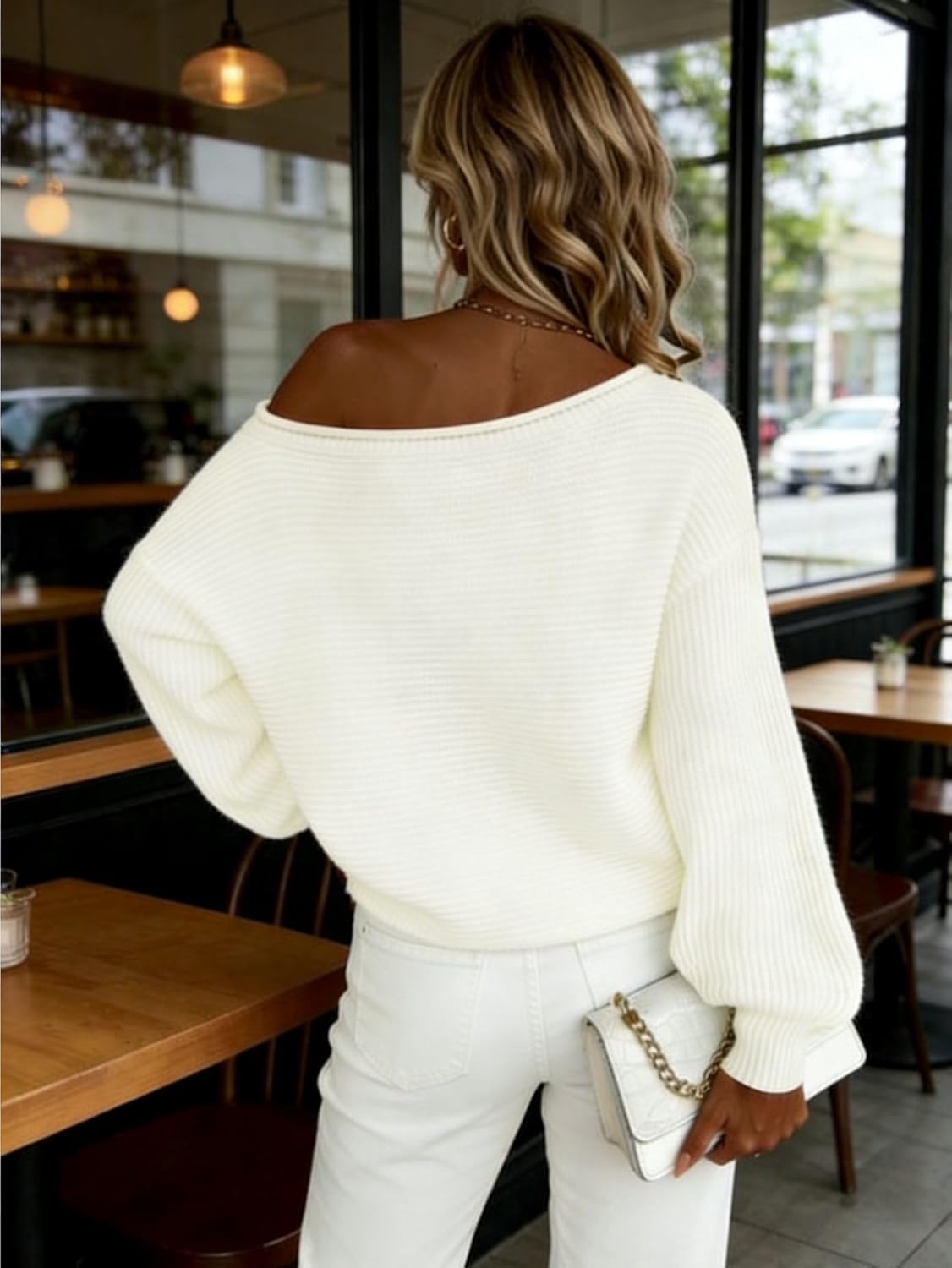 Verdusa Women's Off Shoulder Sweater Coquette Bow Long Sleeve Fall Sweaters Clothes Cozy Knit Tops - Image 2