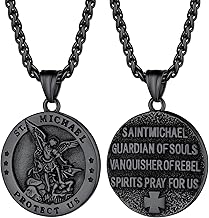 PROSTEEL Round Medal Archangel Michael Black, Metal, No Gemstone