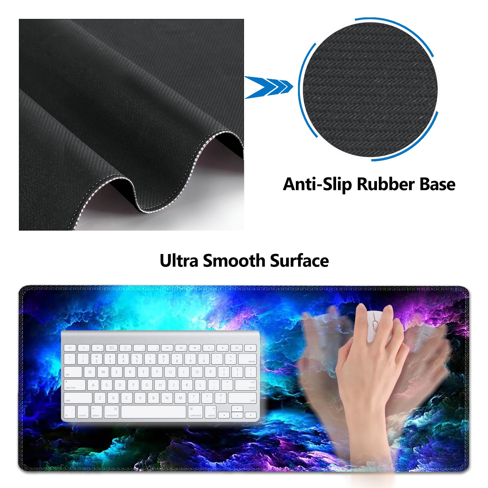 AIMSA Tapis de souris avec repose-poignet pour clavier, tapis de bureau étendu + tapis de souris ergonomique avec repose-poignet, support de poignet pour clavier + sous-verre, grand tapis de souris