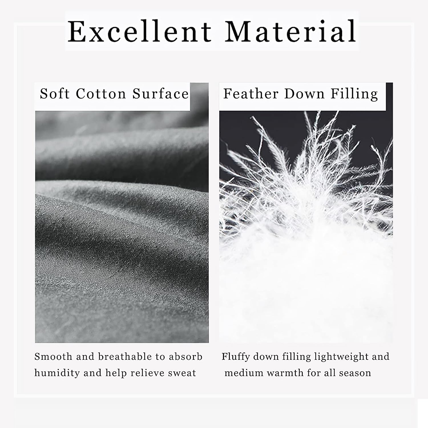 Ubauba Feather Comforter Cal King Size, Feather & Down Filled as All-Season Gray Cotton Comforter, Duvet Insert with 4 Corner Tabs - California King 104x96