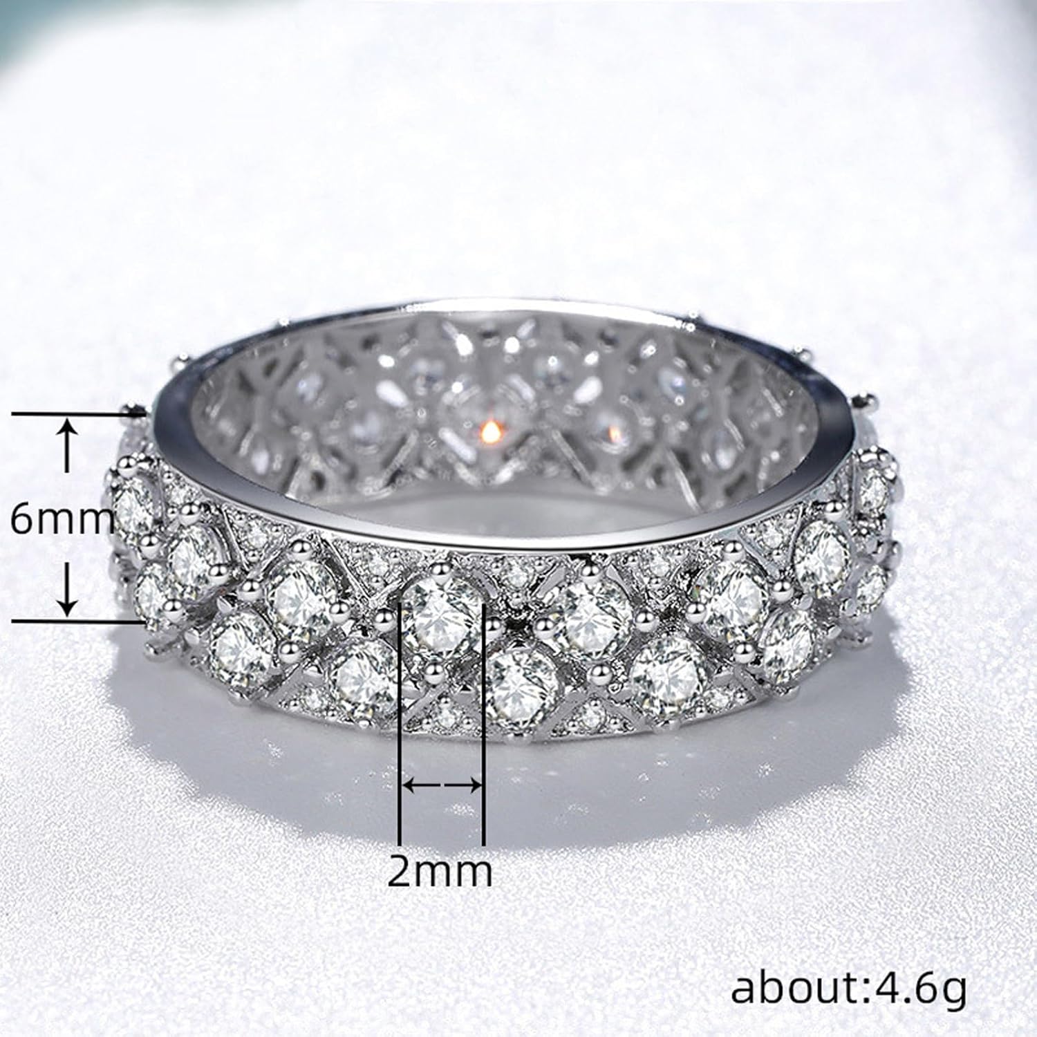 Psiroy 925 Sterling Silver Plated 6mm Stackable Cubic Zirconia Wedding Band Eternity Ring for Women - Image 5