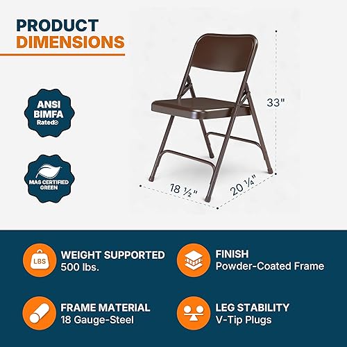 Miniatura 42 de OEF Furnishings Silla plegable de acero con doble bisagra, color beige Beige,Negro -,Azul,Marrón,Gris,Rojo -