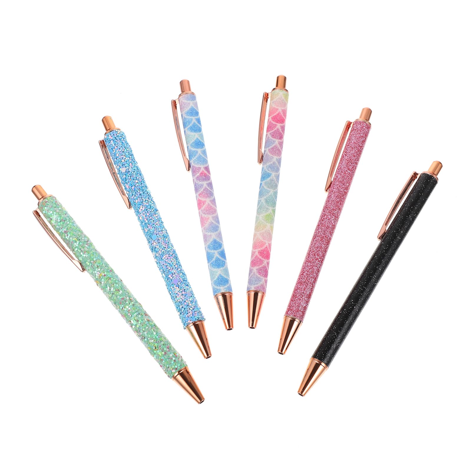Lot De 5 Stylos À Bille Élégants À Paillettes Design Ergonomique Pour Lécriture Quotidienne Fournitures Scolaires 6 Pièces X 5