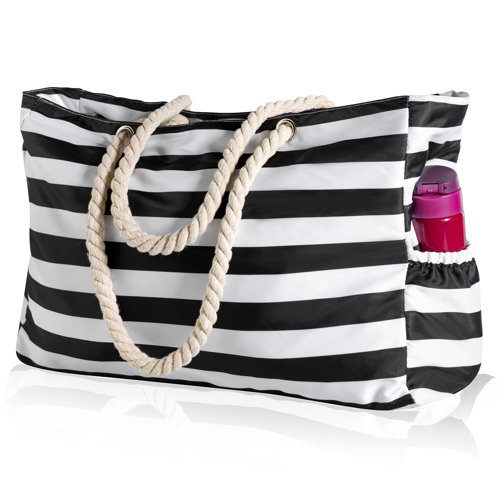 KUAK Beach Bag, Large Beach Bags for Women Waterproof Sandproof Beach Tote Bag with Zipper and Pockets for Pool Family