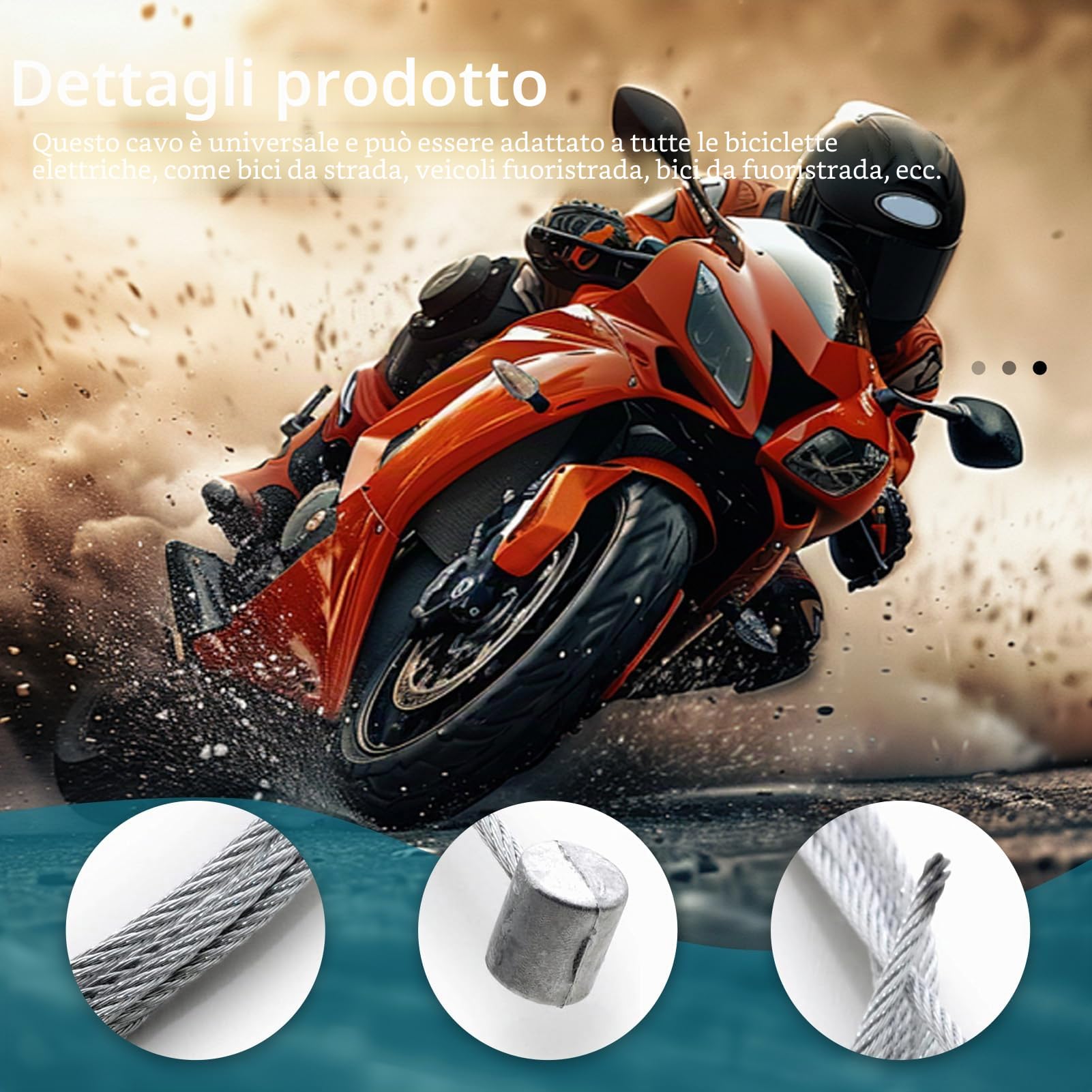 Cavo Frizione Moto Universale 1,3M con 8 Pezzi Kit di Riparazione per Moto e Cross