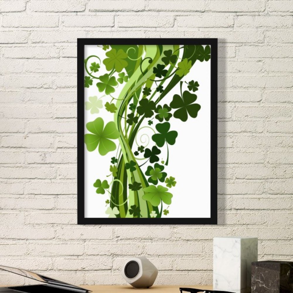 Trèfle à quatre feuilles cadre photo pour mur vide sans percer stickers Saint-Patrick noir