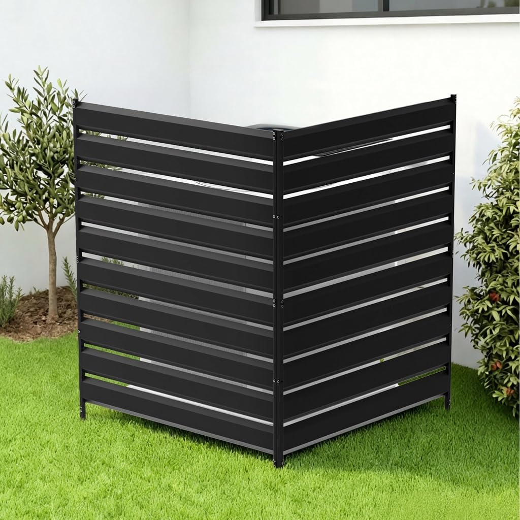 2 Panels Air Conditioner Fence，42" H x 38" W Outdoor Freestanding Privacy Panel Screen Trash Can Decorative Fence Panel No Dig Backyard Fencing for AC, Patio, Pool, Outside, Backyard, Balcony