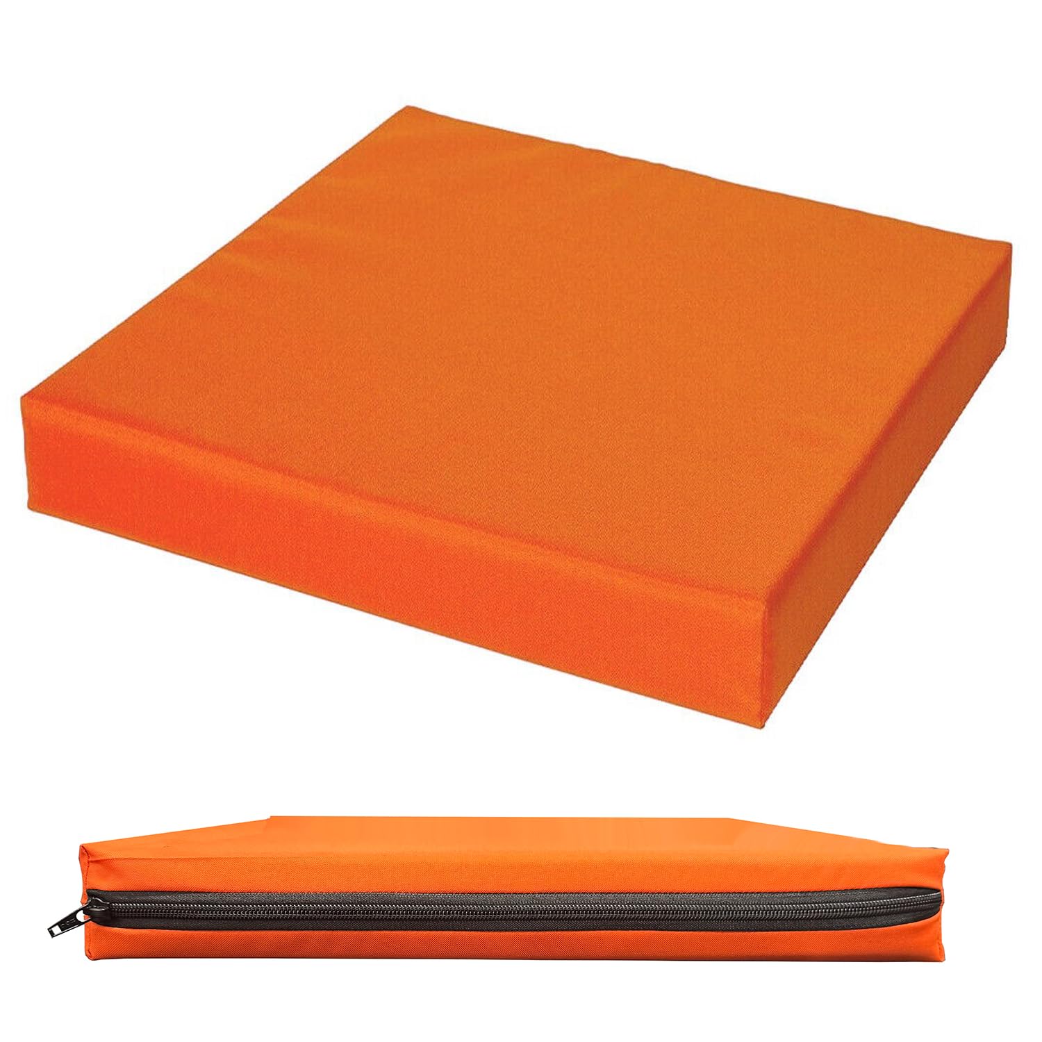 Pinkfairy Water-Resistant Seat Pad 4cm Thick Garden Rattan Furniture Outdoor Indoor Foam Filled Cushion With Removable Fabric Zipper Cover (Orange, 40 x 40cm / 16" x 16") โ image 1