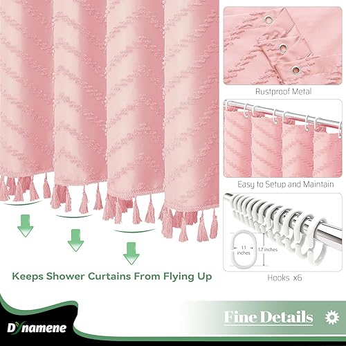 Vista 265 de Dynamene - Cortina de ducha, bohemia y rústica con rayas con chebrón en relieve, cortina texturizada para decoración de baño, juego de cortina A.