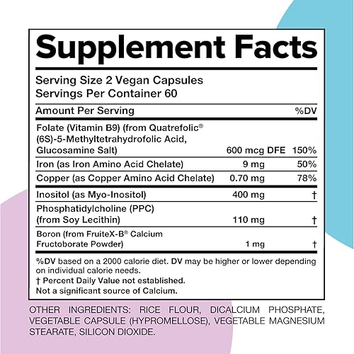 Miniatura 5 de Complement ForHer Multivitamin- Balance hormonal para mujeres (120 cápsulas) Suplemento de inositol, apoyo a la longevidad, salud reproductiva- B9,