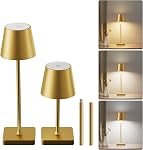 Lampe de table sans fil rechargeable, LED Lampes tactiles avec 3 Numérisation de la couleur, lumières de bureau fonctionnant à la batterie (noir, 2 Boîte)