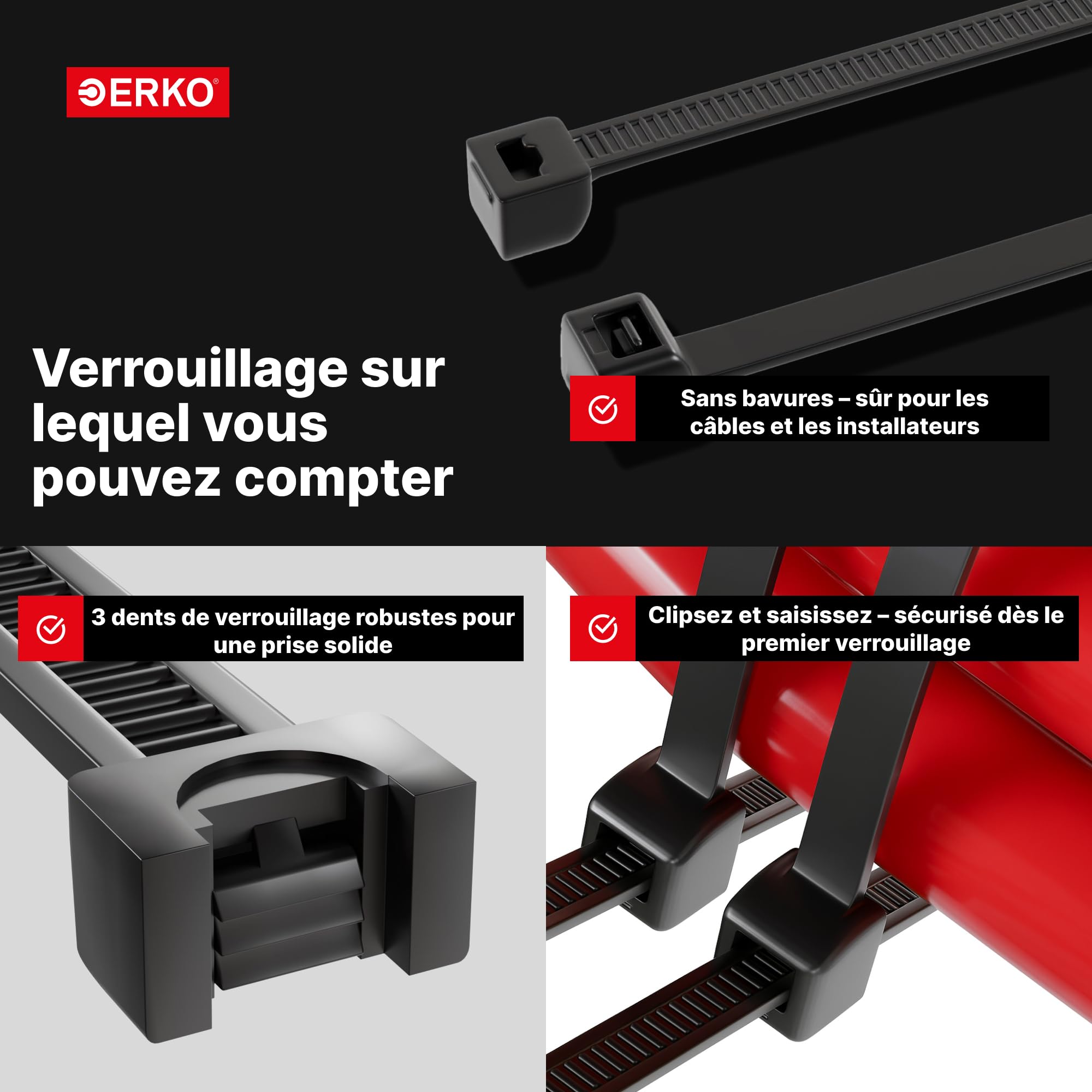 ERKO Collier de Serrage 550x9,0mm, 25 pcs, Blanc