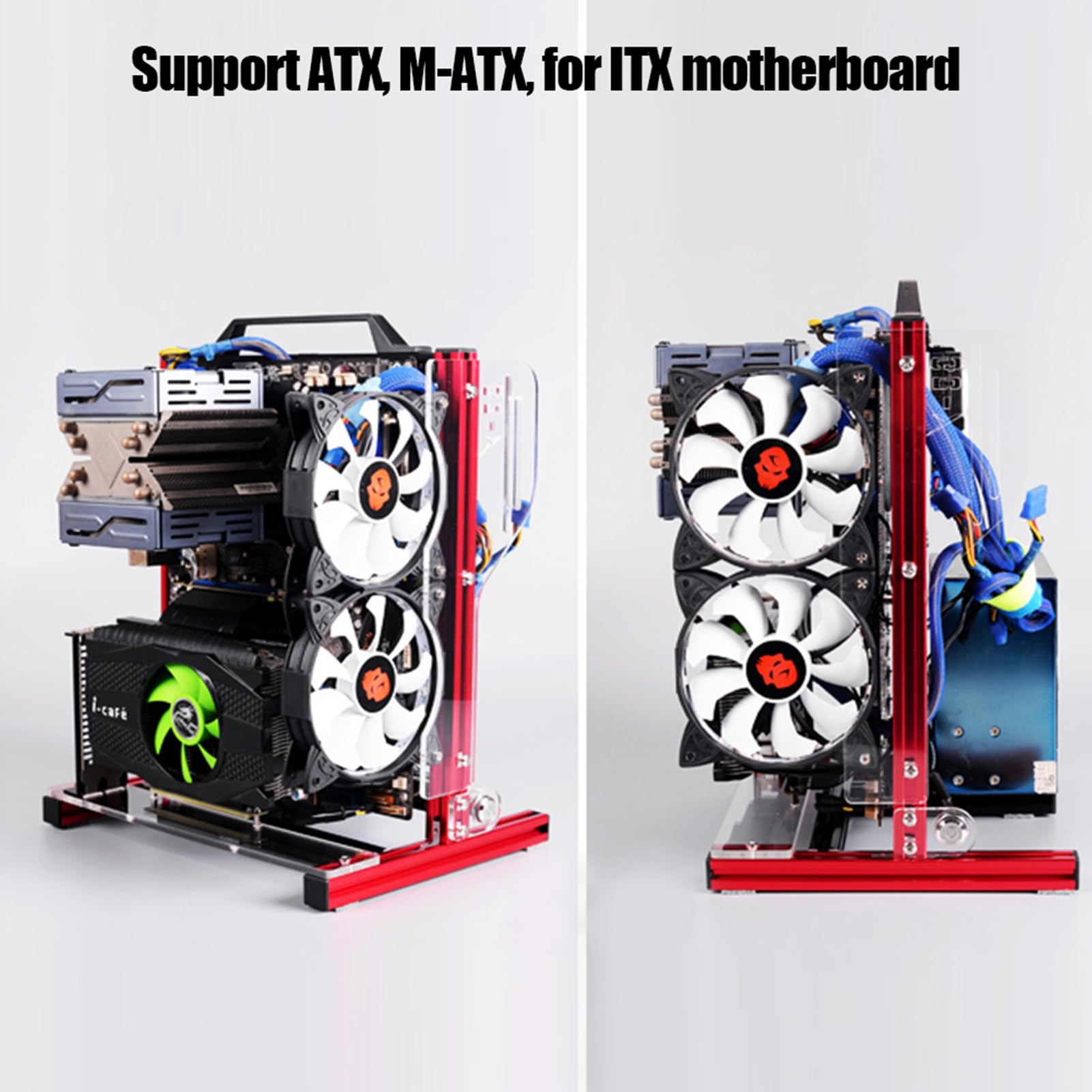 Apri lo Scaffale del Telaio con Profilo in Alluminio 20x20, Supporto GPU, Design Portatile per Appassionati di Fai -da -te e Modder (rosso)